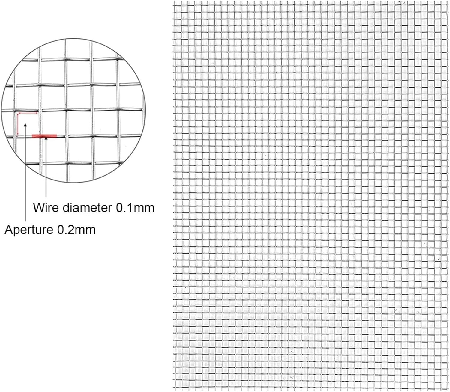 Stainless Steel Woven Wire Mesh, 304 Steel Wire Cloth, 80 Mesh Fine Screen, Mosquito and Fly Net, Rodent and Insect Mesh, Garden Window Vent Filter Sheet