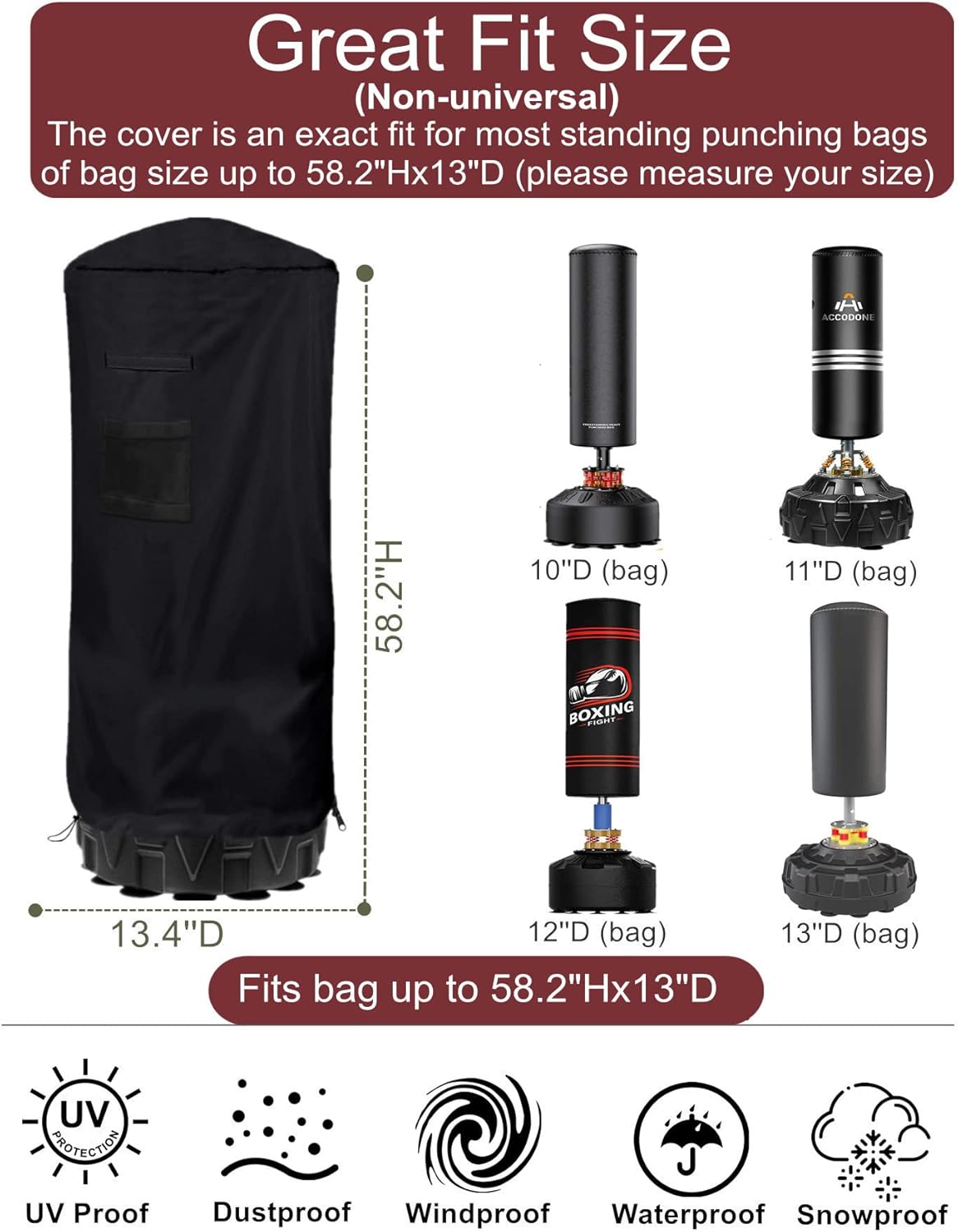 Ubuy Waterproof Punching Bag Cover Waterproof Outdoor Boxing Bag