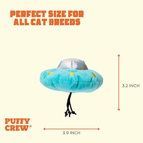 Miniatura 3 de Juguete interactivo de peluche de gato con hierba gatera, tema de viaje espacial, para gatos de todos los tamaños de raza (ovni)