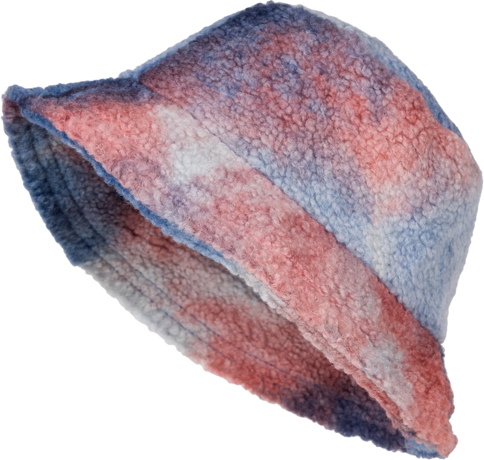 Stylebreaker Women's Dark Blue-Rose Fishing Hat In Teddy Fur In Ombré Look, Warm Bucket Hat Autumn Winter, Colour Gradient Pattern Colourful 04025038, Colour: