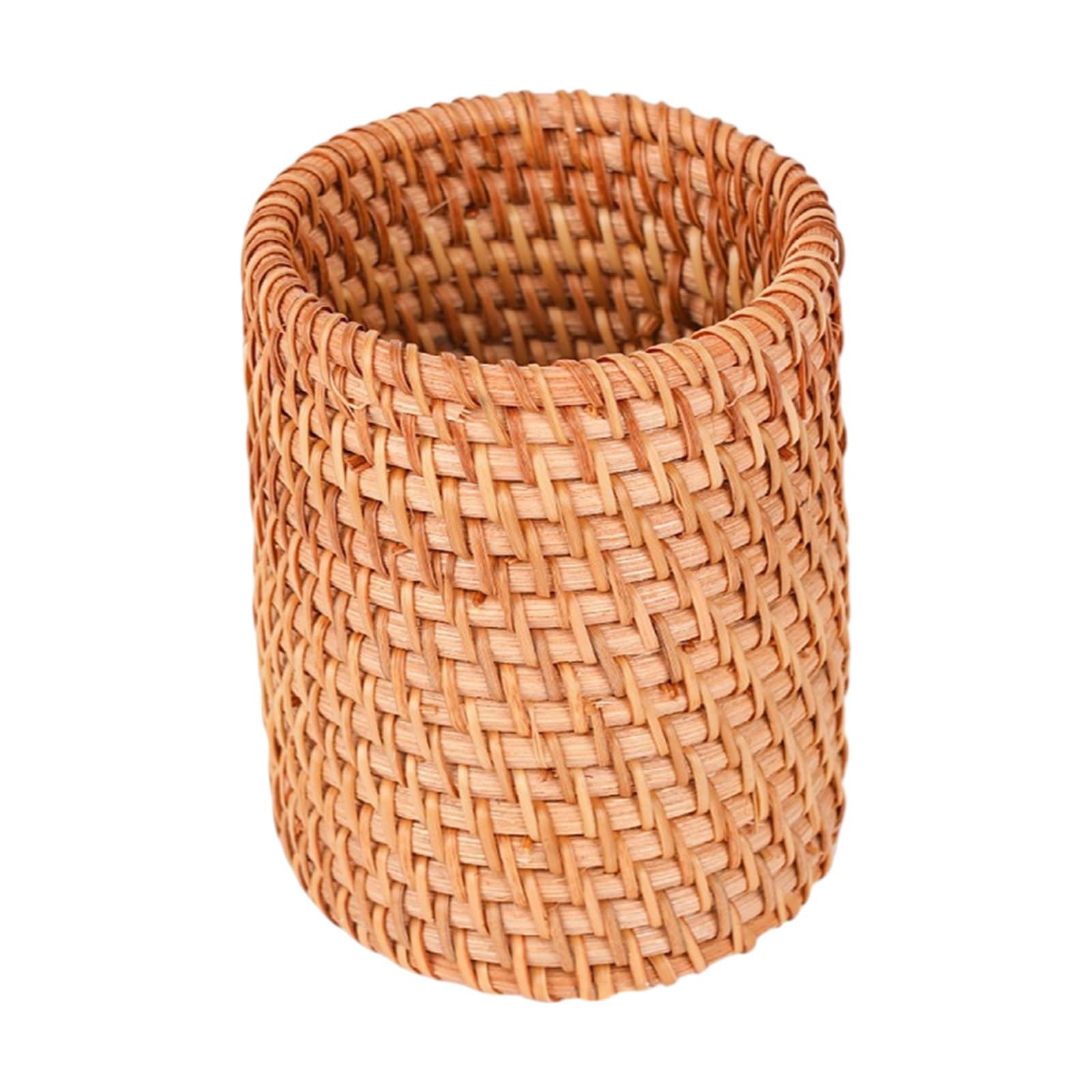 Kaeltsyn Handwoven Rattan Pen Storage Container Decorative Desktop Organiser for Bedroom Countertop Offices Desk Organization Artistic Desktop Planner