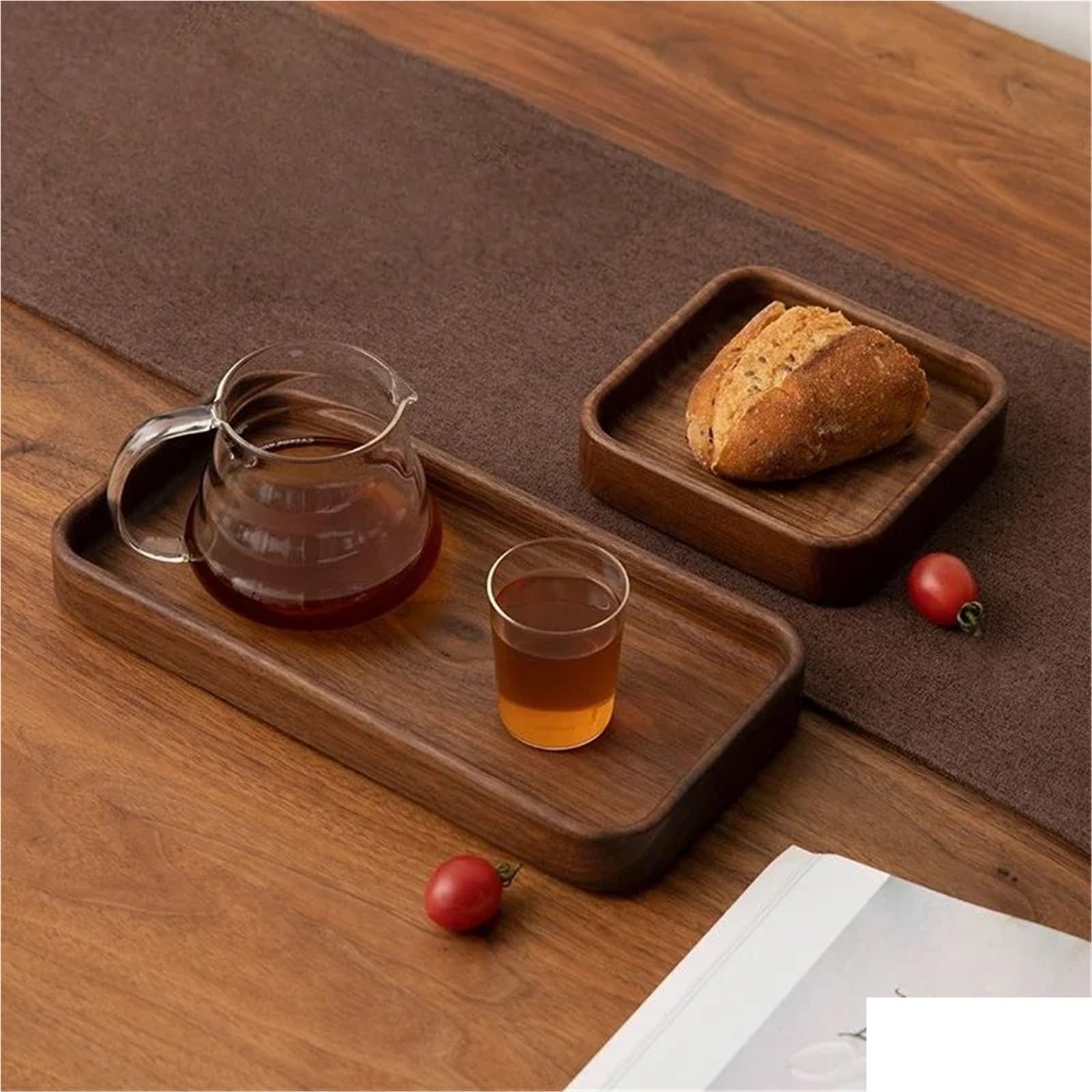 Bandeja para Mesa De Centro Bandeja de Madera Maciza for Frutos Secos y Semillas melón(4pcs)