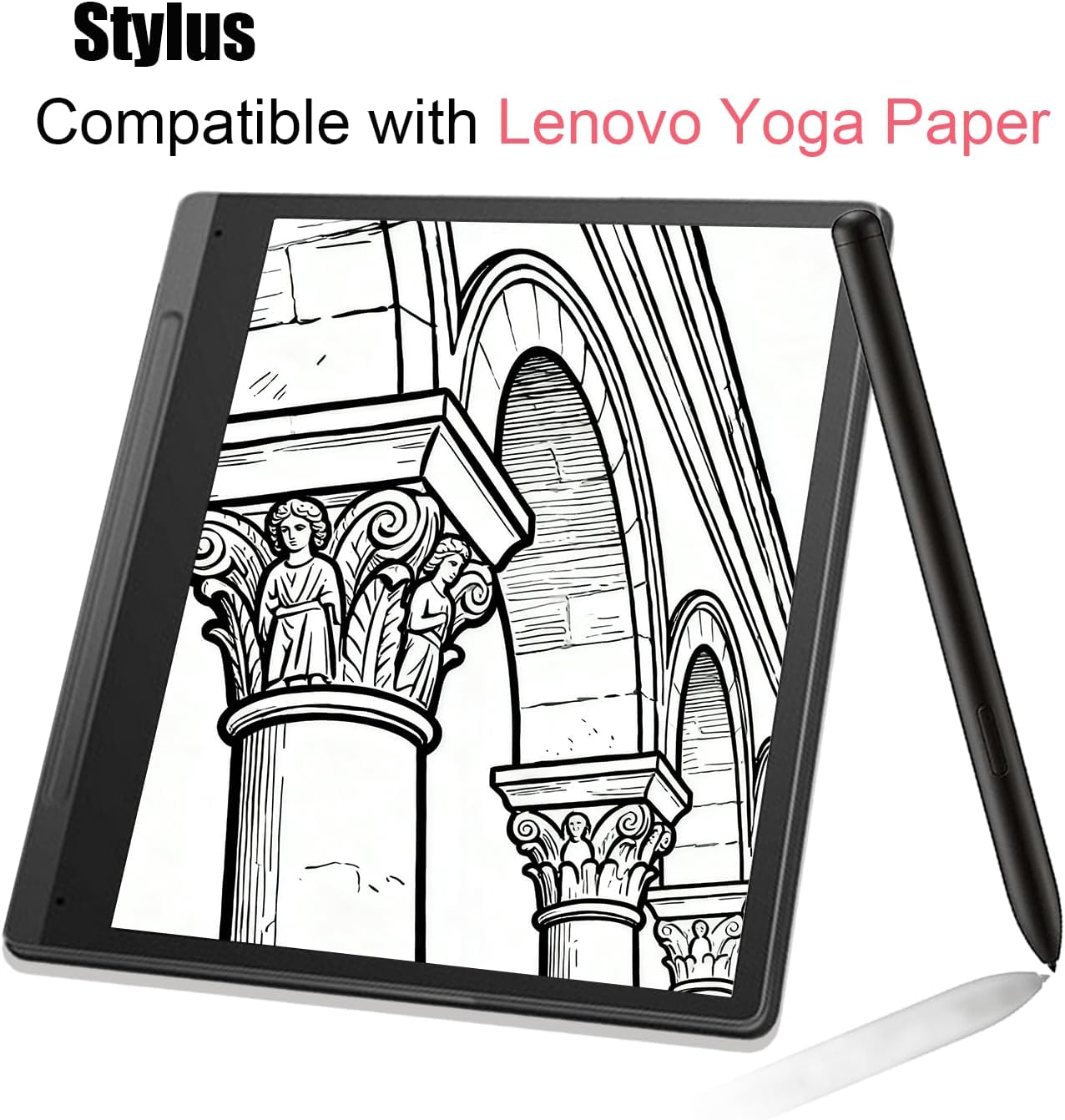 A-10 Stylus Pen with Eraser Compatible with Lenovo Smart Paper Pen,Compatible with Lenovo Yoga Paper Stylus Pen-Black image 2