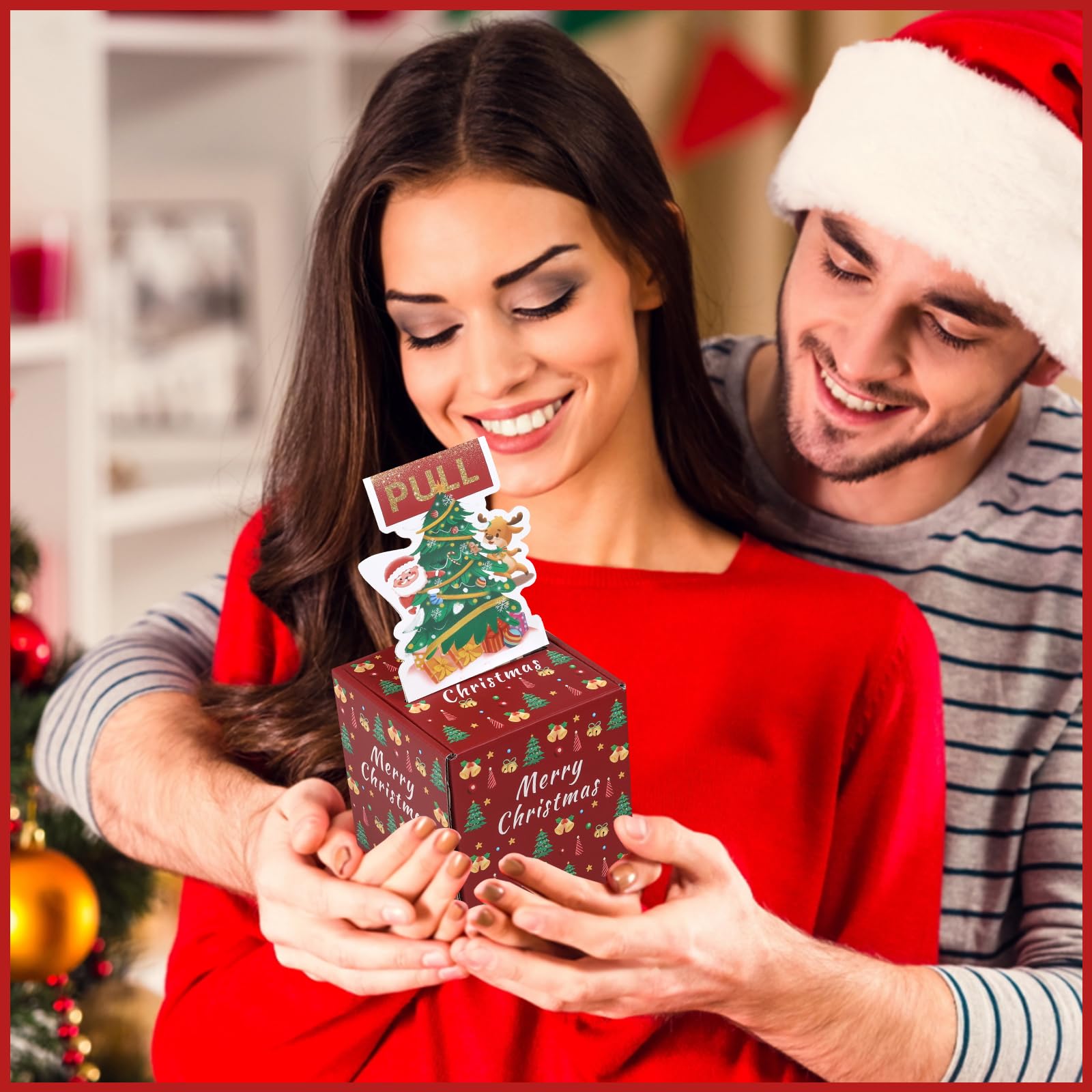 THOOKE Merry Christmas Money Box for Cash Gift Pull, Surprise