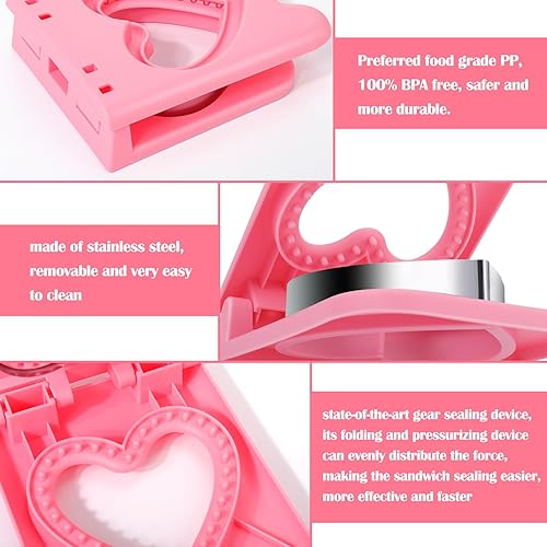 Miniatura 10 de Máquina de sándwiches Uncrustables, 2 cortadores de sándwiches para el almuerzo de niños, juego de cortador de sándwich de desayuno sin costra y