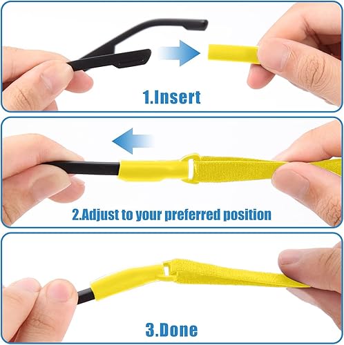 Miniatura 12 de Adjustable Glasses Straps - 3 Pcs No Tail Adjustable Eyewear Retainer Glass Straps for Men, Women, Kids Eyelasses, Sunglasses Negro