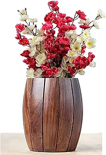 The Heaven Essentials Wooden Round Vase Flower Pot Flower Baskit For Corner Home Decor Vase Big Size For Floor Decorative Price In India