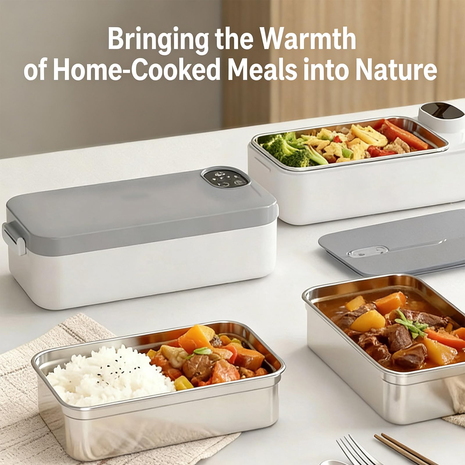 Scatola per pasti riscaldata trasportabile Avanzata Tenuta calda mancanza di acqua Fattori staccabili per disturbare la pulizia gratuita Dodicento studenti pendolari Food Grade Mealbox