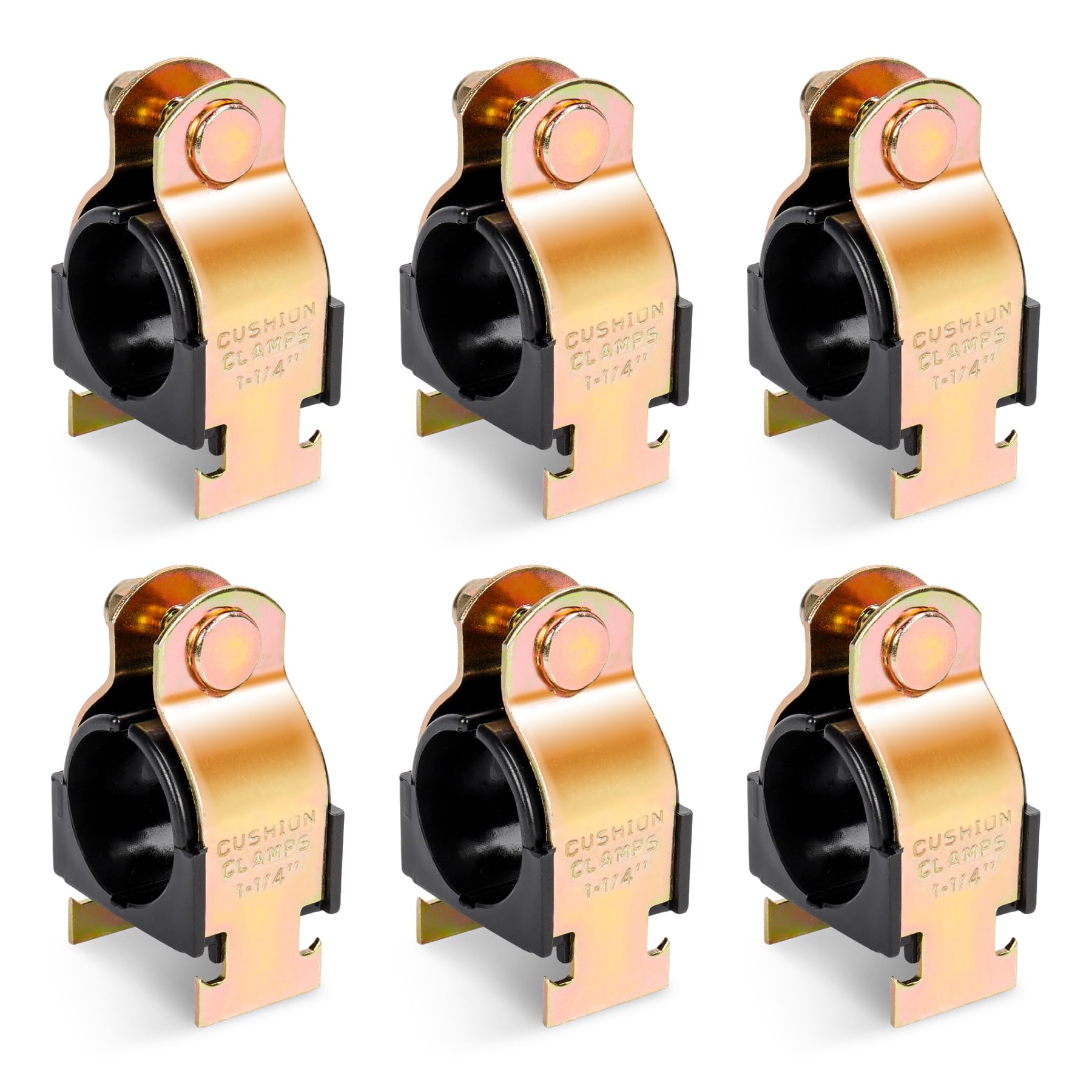 LBG Products 6 Pack Rubber Cushion Strut Clamp, 1-1/4" OD Pipe Strut Clamps for Mounting Copper Piping,PEX Pipe,CVPC Tubing,Heat Resistant Mount Strut