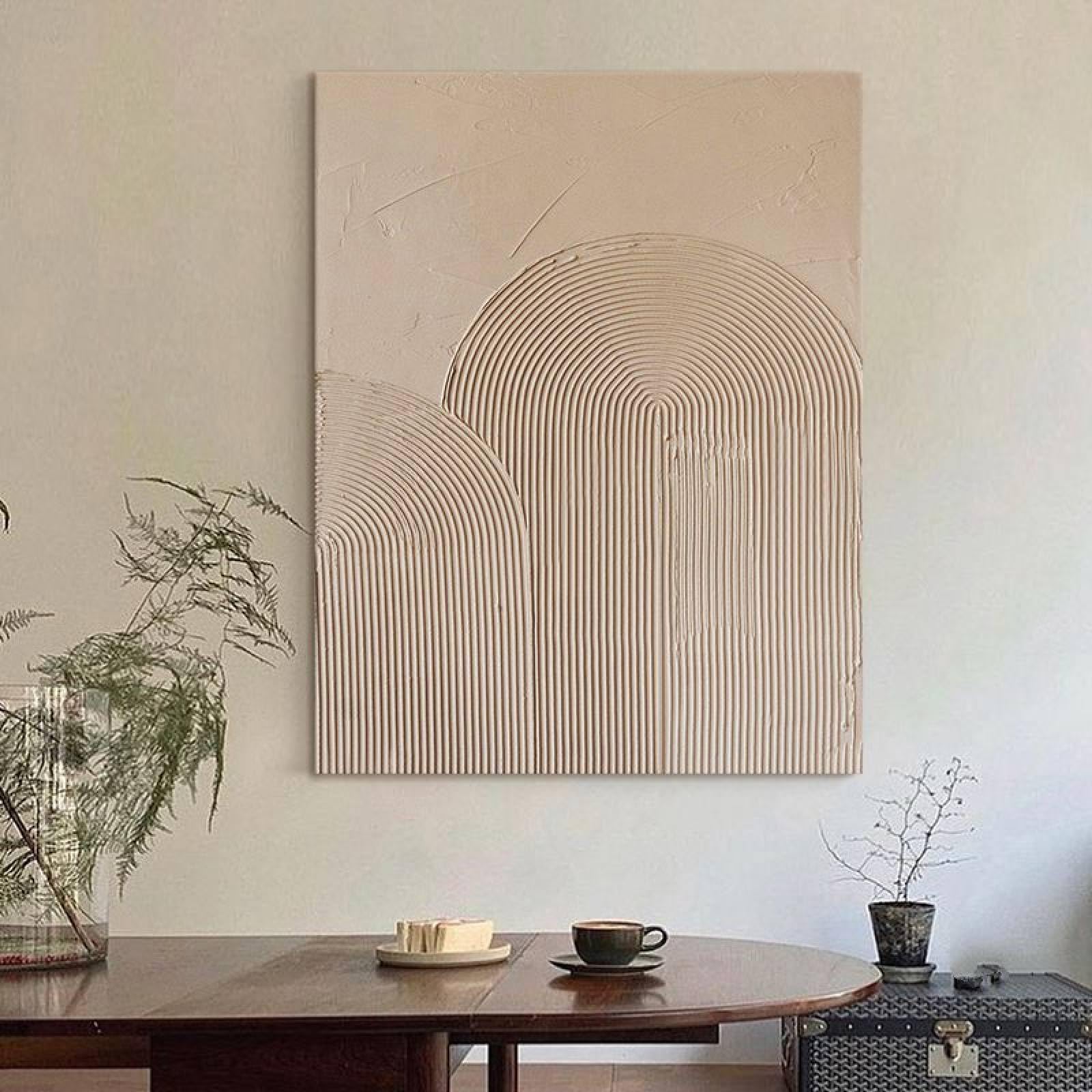 Toile abstraite texture tridimensionnelle pour revitaliser un mur blanc 90
