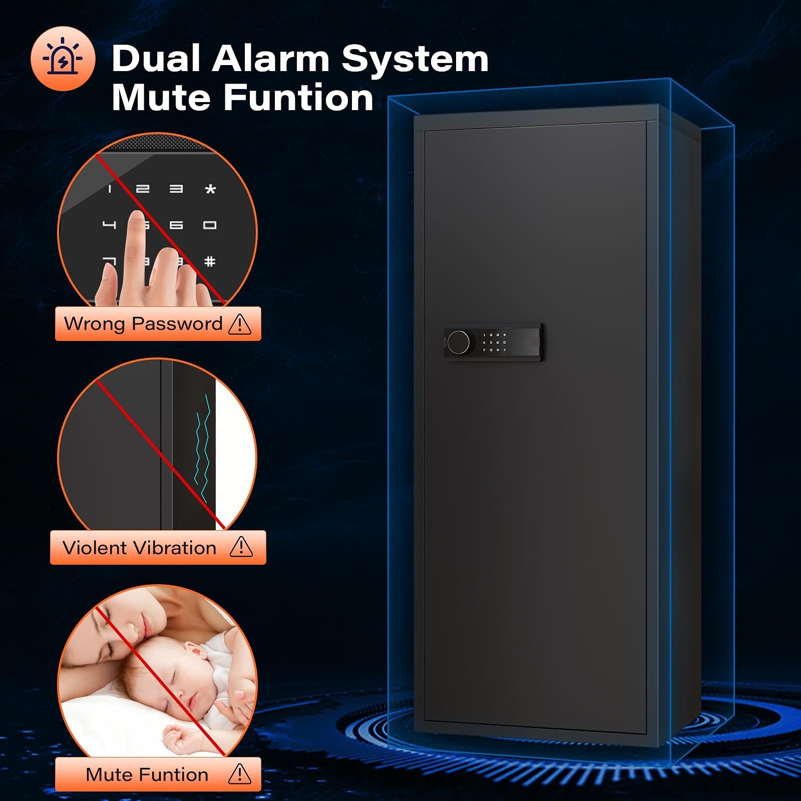 10-12 Cassaforte per Fucili Cassaforte per Armi Completamente in Acciaio per Grandi Spazi Cassaforte Elettronica con Password per Custodire Armi da Fuoco
