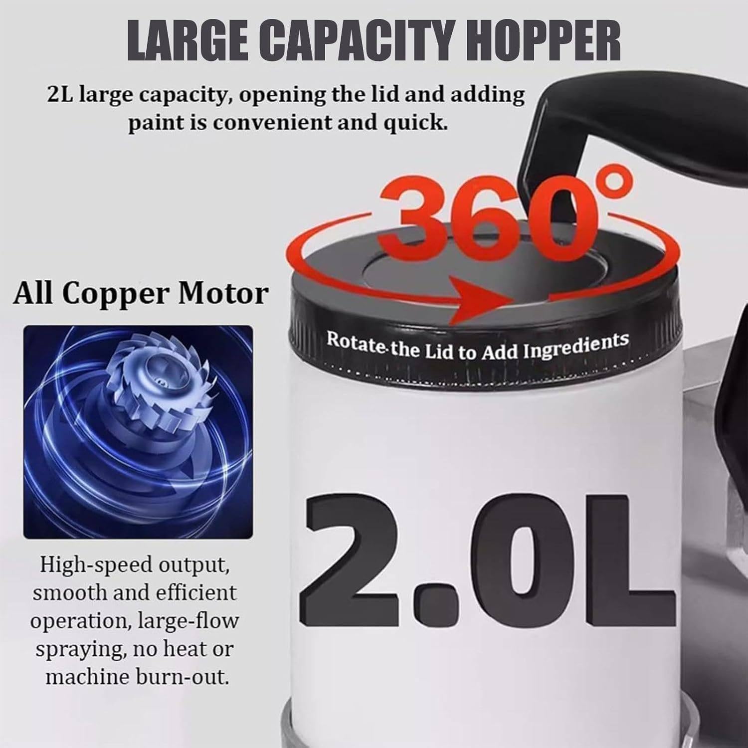 Pulverizador sin Aire de Alta presión, máquina de Pintura eléctrica de 1600 W con presión Ajustable, Manguera de 5 m, tolva de 2 l, para Paredes Interiores y Exteriores, Muebles y techos.