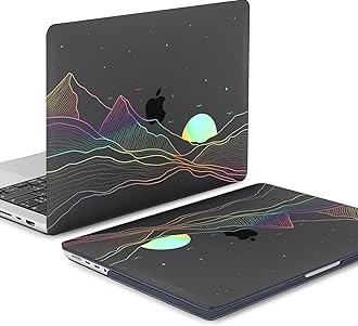 KEROM Clear Black Case for MacBook Pro 13 inch 2022-2016 M2 M1 A2338 A2289 A2251 A2159 A1989 A1706, MacBook Pro 13 inch Clear Case with Design, Plastic Hard Shell Case & Keyboard Cover, Sunrise