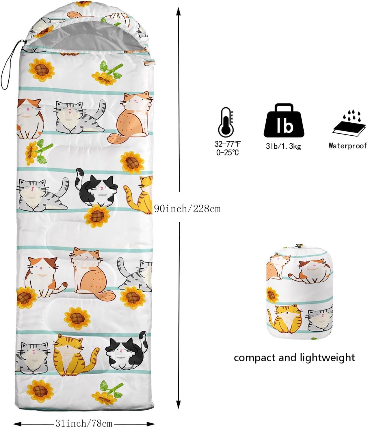 BailiPromise Camping Sleeping Bags,Mermaid Horse Butterfly Starry Sky 3 Season Warm & Cool Weather,Lightweight,Waterproof Sleeping Bags for Adults & Kids,Traveling,and Outdoors,Camping Gear Equipment