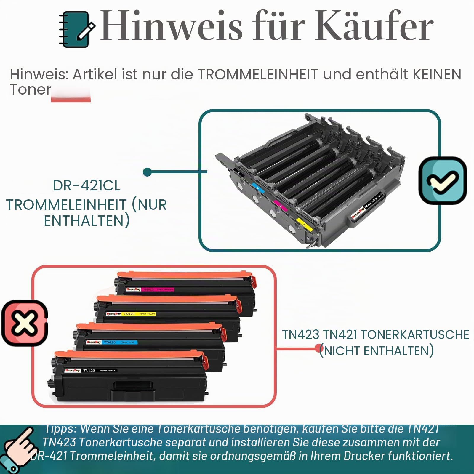 DR-421CL Trommeleinheit kompatibel für Brother DR421CL HL-L8260CDW HL-L8360CDW HL-L9310CDW MFC-L8690CDW MFC-L8900CDW MFC-L9570CDW DCP-L8410CDW