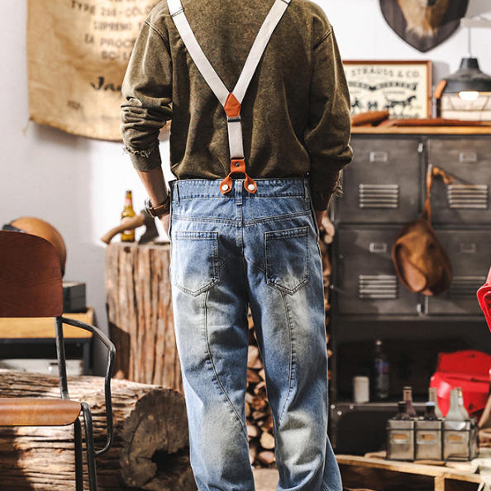 Overoles Vaqueros Azules,Overoles De Mezclilla para Hombre,Monos De Mezclilla para Hombre,Babero De Veranos Monos Traje Vaquero,Peto Vaquero con Bolsillos para Hombre