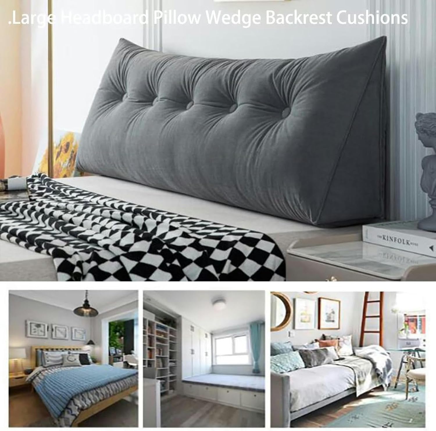 Large White Triangular Headboard Wedge Bed Rest Reading Pillow Backrest Positioning Support Bolster Cushion with Removable Cover for Dorm Bed Use, Twin-39x20x8in, Blush