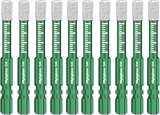 Mgtgbao 10pc 1/4” Green Dry Diamond Drill Bits Set,10PCS 6mm Hex Shank Core Drill Bit Brazed with Cooling Wax for Porcelain Tile Ceramic Concrete Granite Marble Hard Materials (not for Wood).