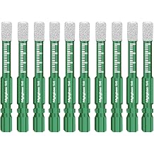 10pc 1/4 Green Dry Diamond Drill Bits Set,10PCS 6mm Hex Shank Core Drill Bit Brazed with Cooling Wax for Porcelain Tile Ceramic Concrete Granite Marble Hard Materials not for Wood.