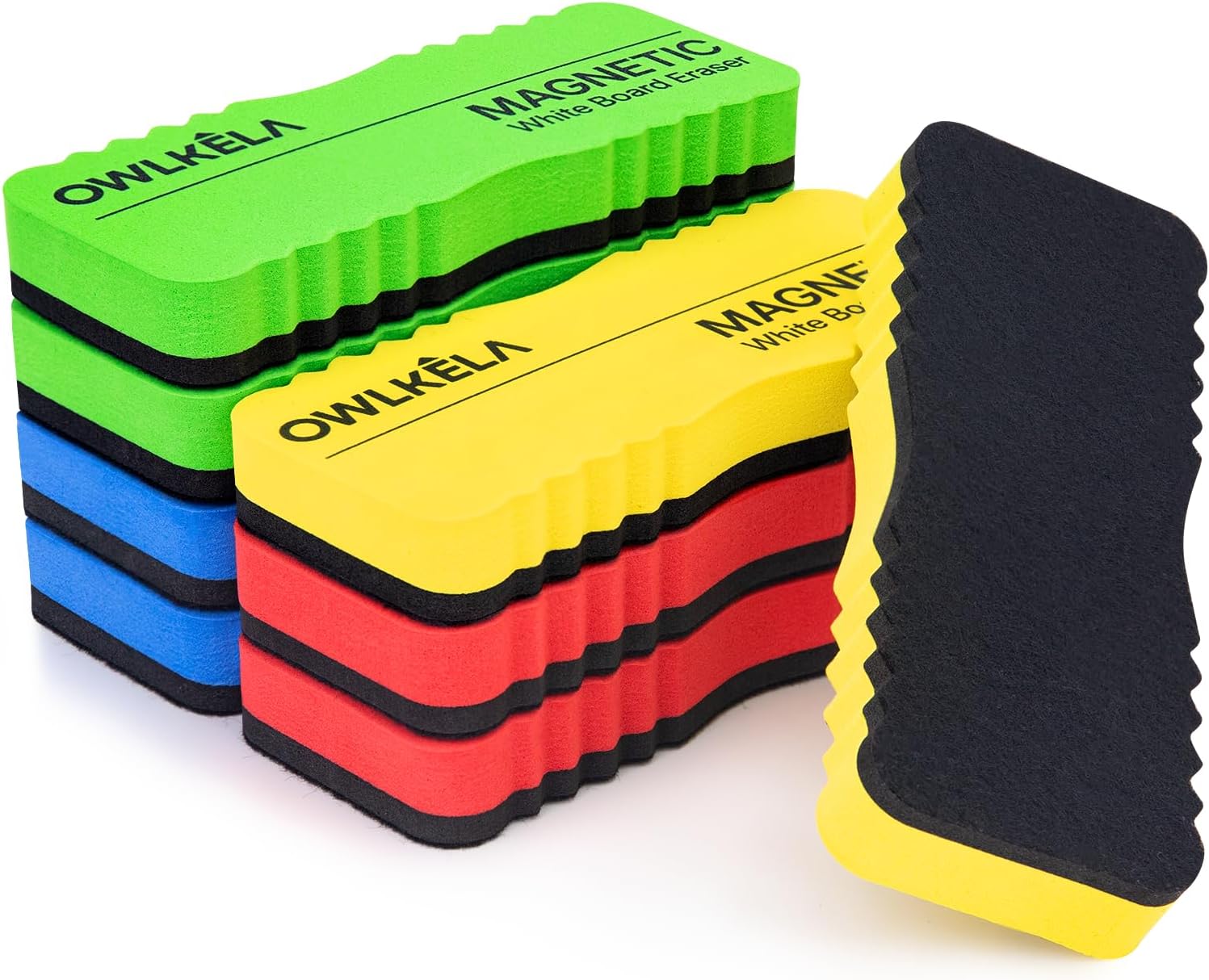 OWLKWLA Jumbo 8 Pcs Magnetic Dry Erase Erasers, 4 Colors