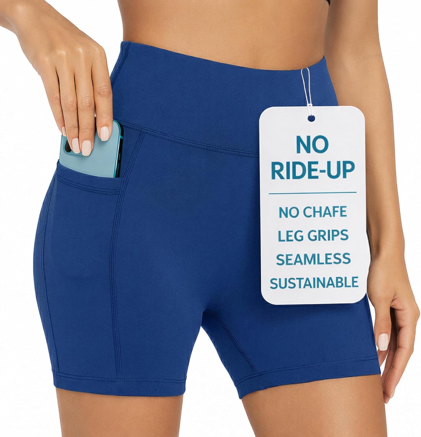 ShocSox Women’s Running Compression Shorts – 5" No-Ride-Up with Leg Grippers, Pockets, Quick-Dry, High-Rise Waist