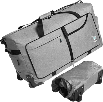 Bago Rolling Duffle Bag with Wheels - 30" 100L Foldable Weekender Bag, Waterproof Travel Duffel Bags Heavy Duty Lightweight Duffle Bag for Traveling, Rolling Duffel Bags with Wheels Snow Gray