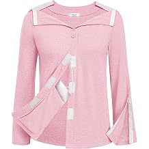 Deyeek Womens Mastectomy Shirts with Drain Pockets Shoulder Surgery Tops