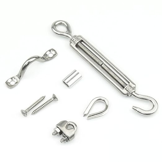 Kit de Tensores con Ojo y Gancho de Acero Inoxidable M5 2 piezas miniatura 2