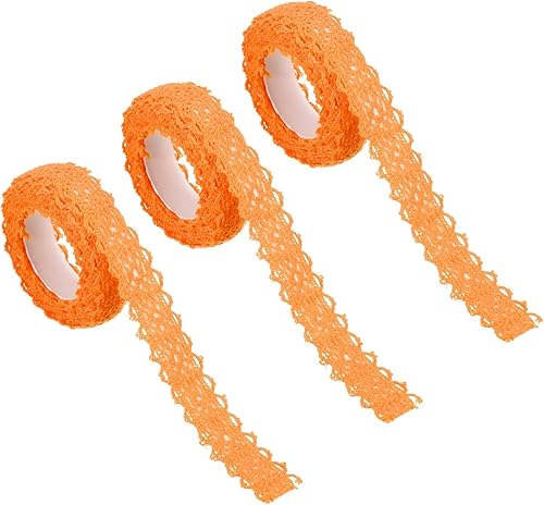 PATIKIL Cinta de encaje autoadhesiva de 0.7 pulgadas de ancho, 2 yardas de ancho, paquete de 3 calcomanías de algodón con ribete washi para