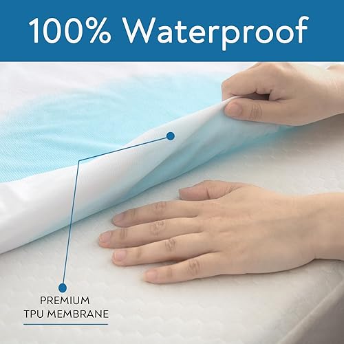 Miniatura 2 de Springspirit Protector de colchón impermeable tamaño individual extra largo XL de rizo con bolsillo de hasta 14 pulgadas de profundidad ultra suave