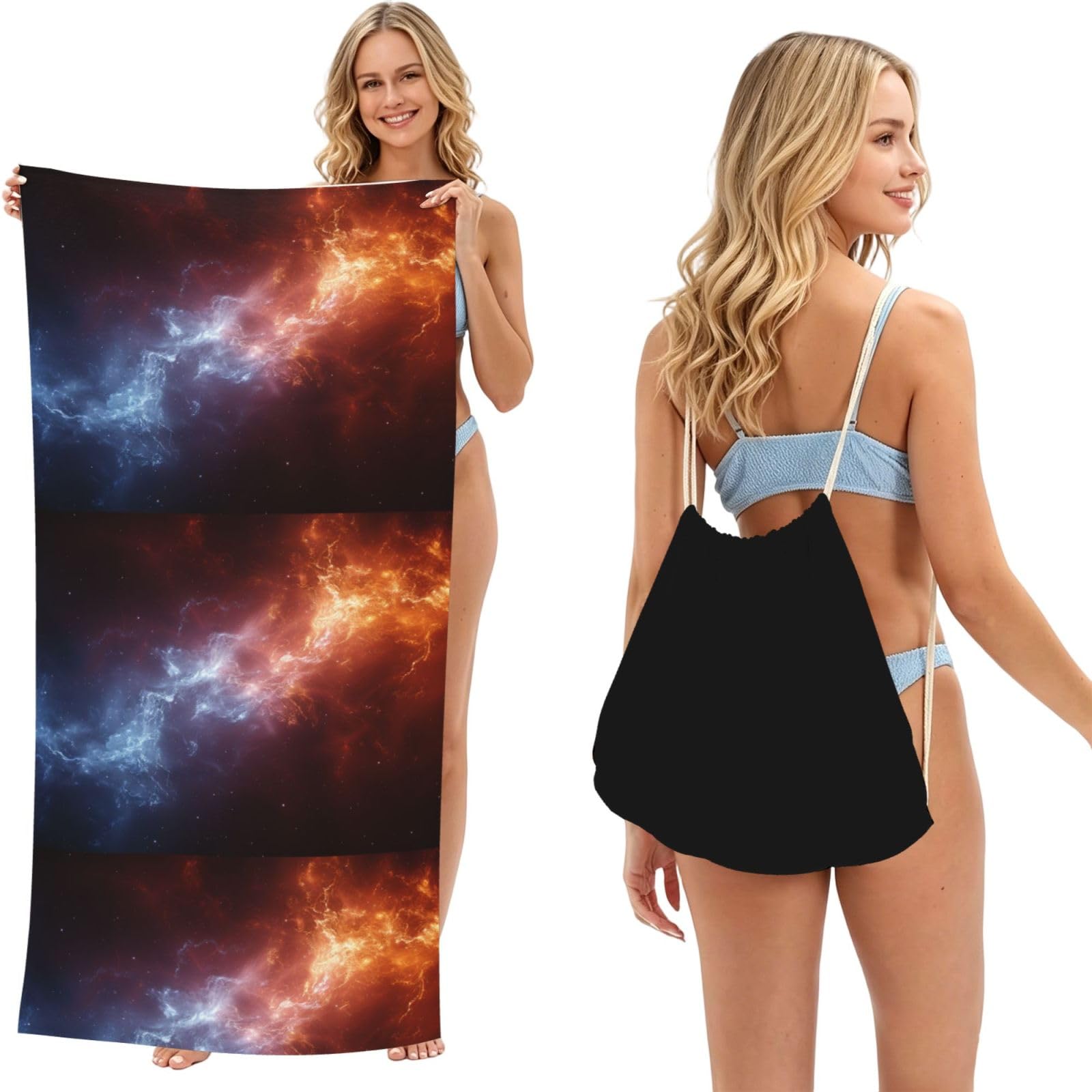SKGOHLH uv7so4eh 2in1 Packable Beach Towel Bag Women