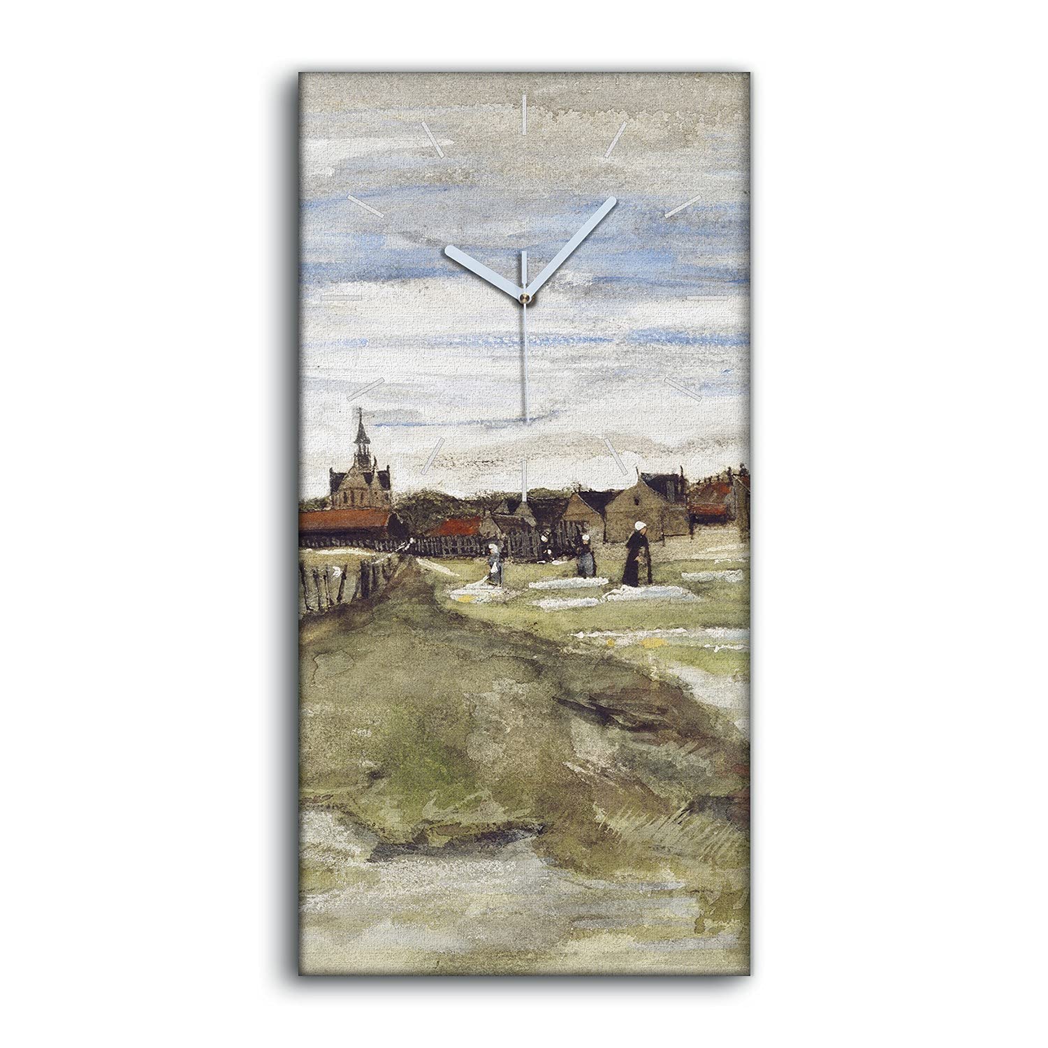 Horloge sur Toile 30x60cm Mains Blanches Coloray Décoration Murale Moderne pour Salon