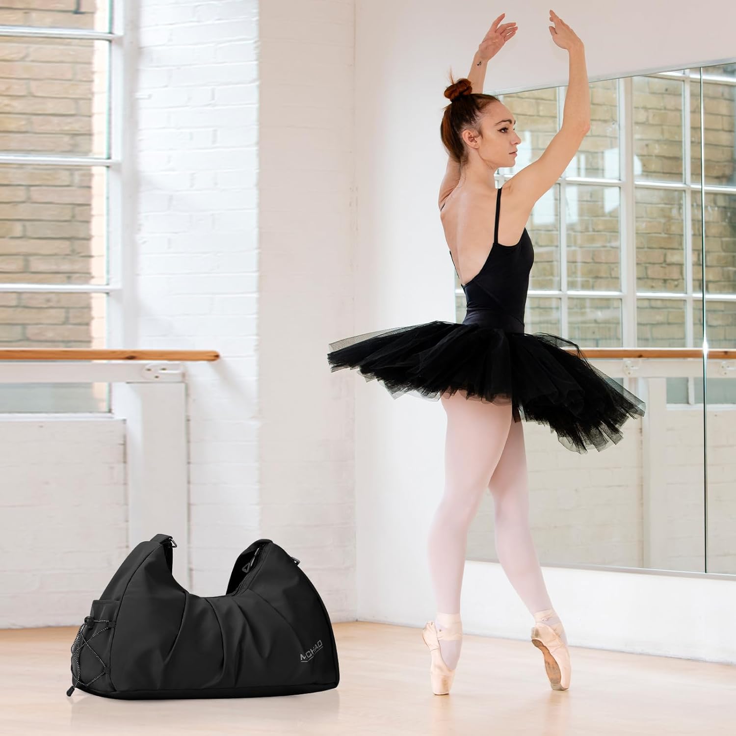 20L Small Cute Dance Bag with Shoe Compartment for Women, Ballet Bag with Adjustable Straps for Sports, Black - Image 7