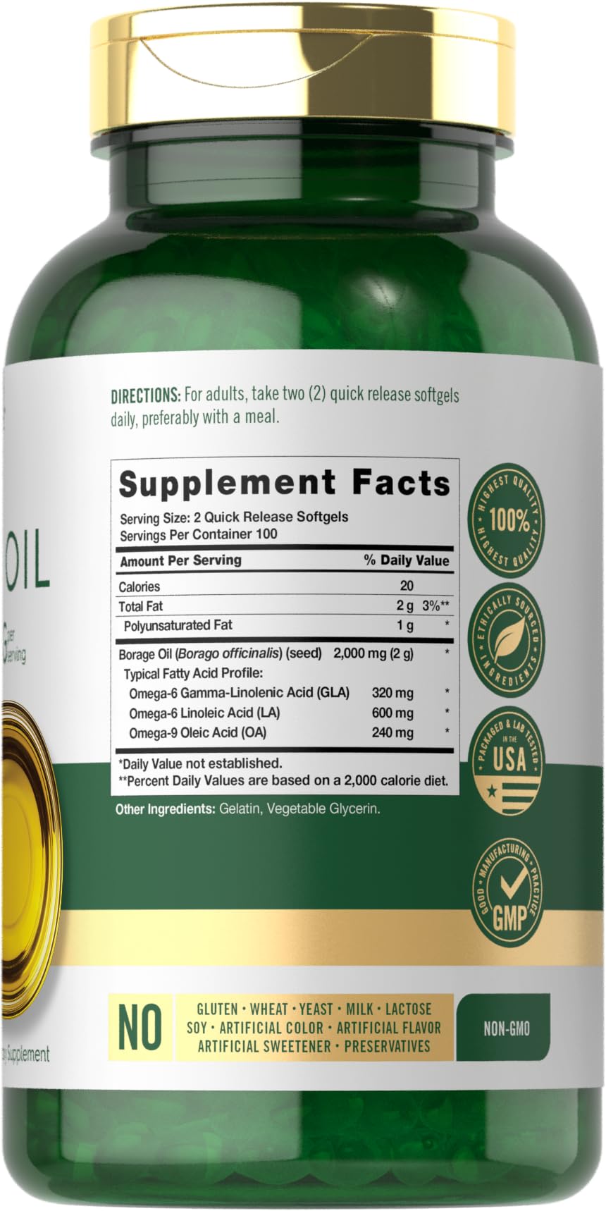 Carlyle Borage Oil Supplement | 2000mg | 200 Softgel Capsules — Amazon image 2
