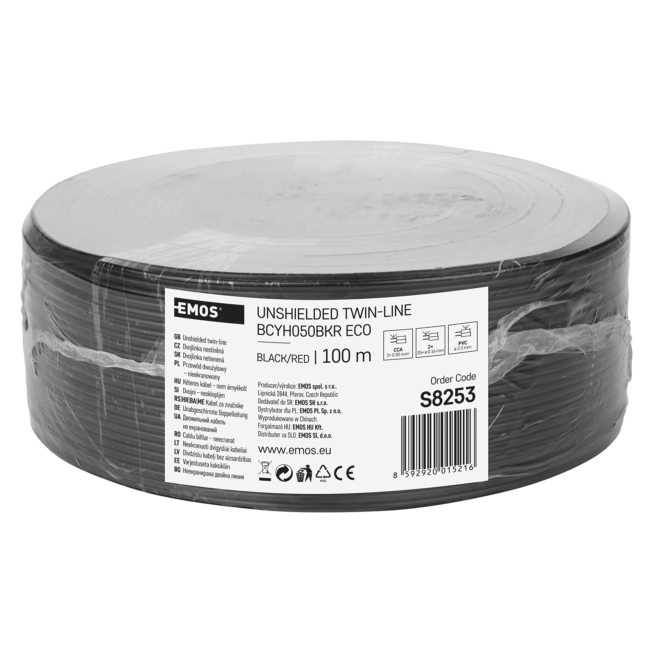 EMOSLes ungeschirmte zweidr athle switched 2 x 0.5 mm black/red, 100 pieces, s8253