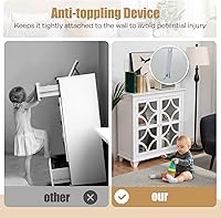 Vista 7 de Giantex Aparador de buffet, armario de cocina independiente con estante ajustable, 2 puertas decorativas de vidrio, organizador de almacenamiento