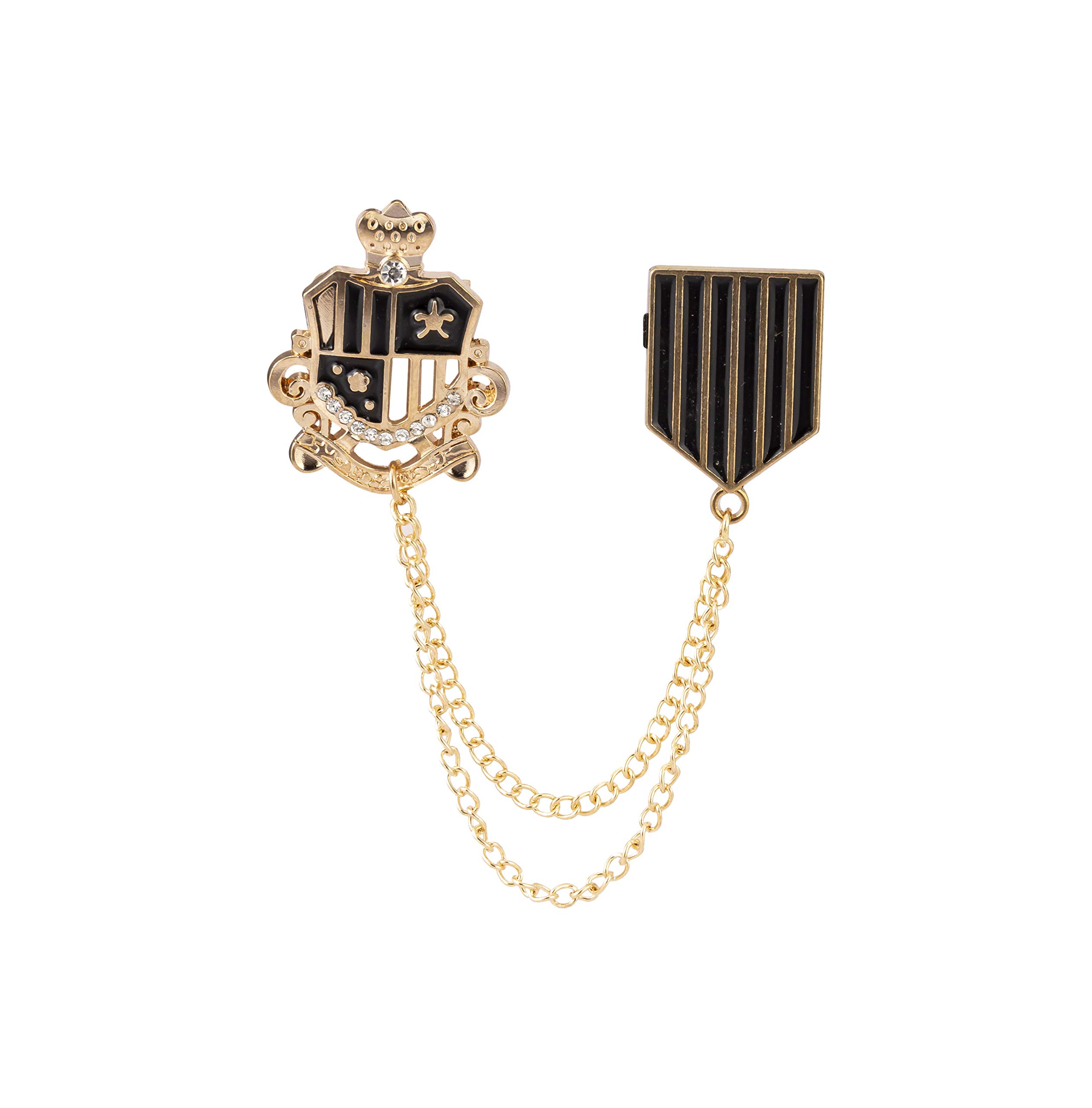 Men's Crowned Shield with Hanging Chain Tassel Badge Suit Collar Brooch Lapel pin-image-39