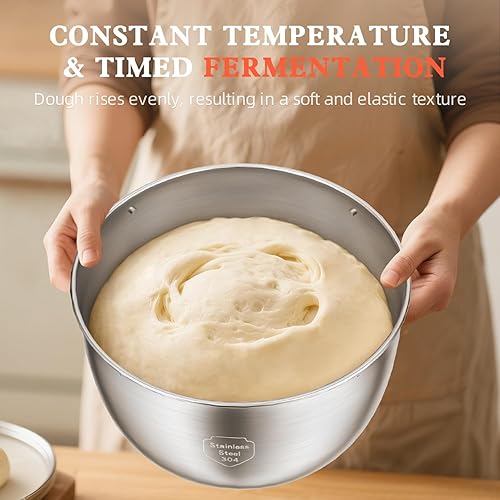 Miniatura 7 de Mezclador eléctrico de masa, 5.5 QT inteligente amasado y fermentación mezclador mezclador de acero inoxidable 304, motor de 230 W, control de