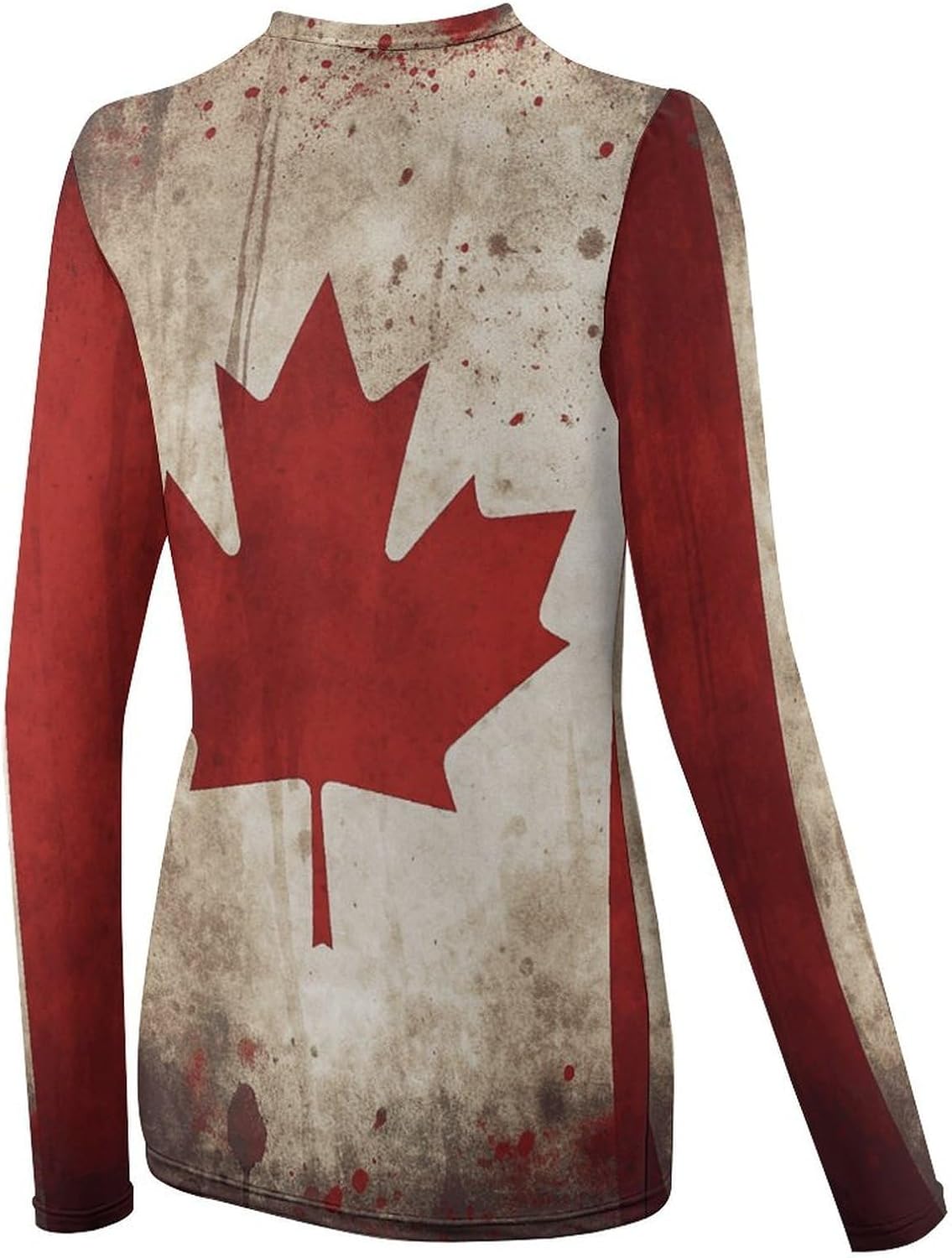 Retro Canada Flag Rash Guard for Women UPF 50+ UV Sun Protection | Long Sleeve Workout Top Quick Dry Athletic Hiking Shirt Moisture Wicking Swim Shirt for Running, Cycling, Swimming