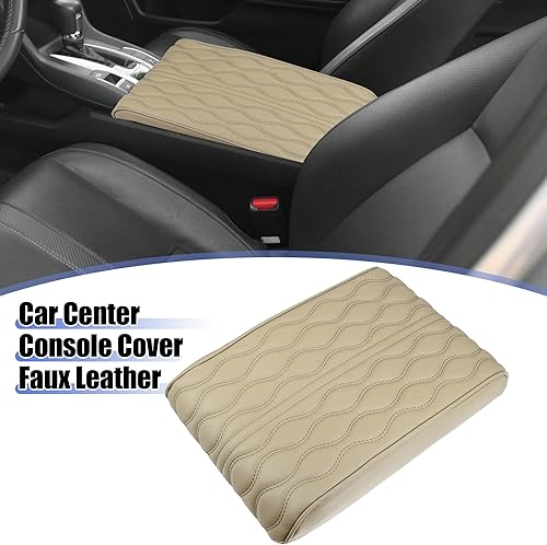 Miniatura 2 de X AUTOHAUX Funda de cojín para reposabrazos de automóvil, almohadilla para consola central, impermeable, de piel sintética, protector de cojín