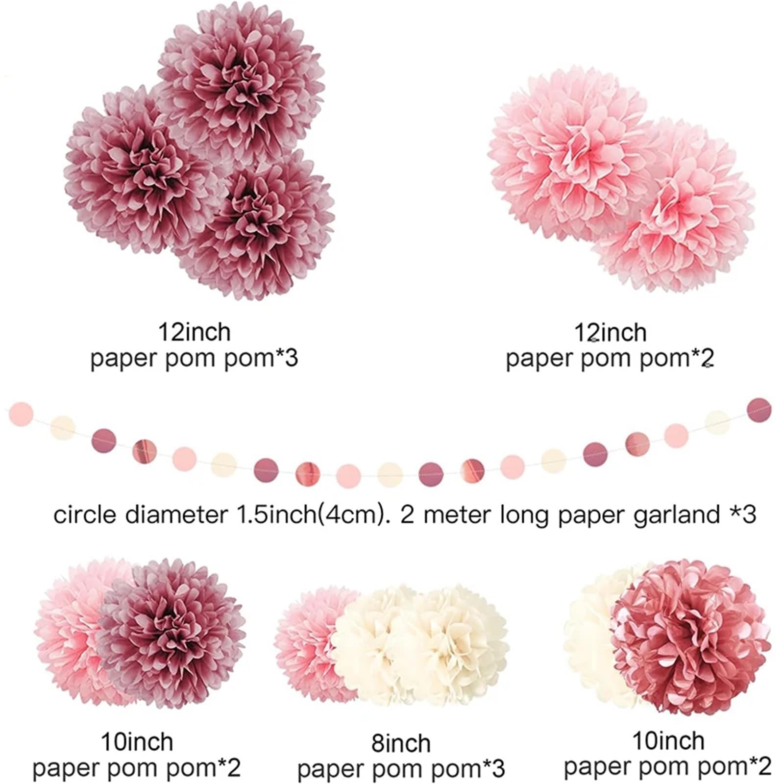 Zestaw papierowych pomponów