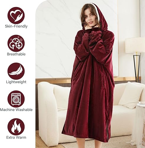 Vista 158 de LetsFunny Manta con capucha, manta de forro polar Sherpa de gran tamaño, súper suave, cálida y acogedora con bolsillo gigante, para mujeres, Aguacate