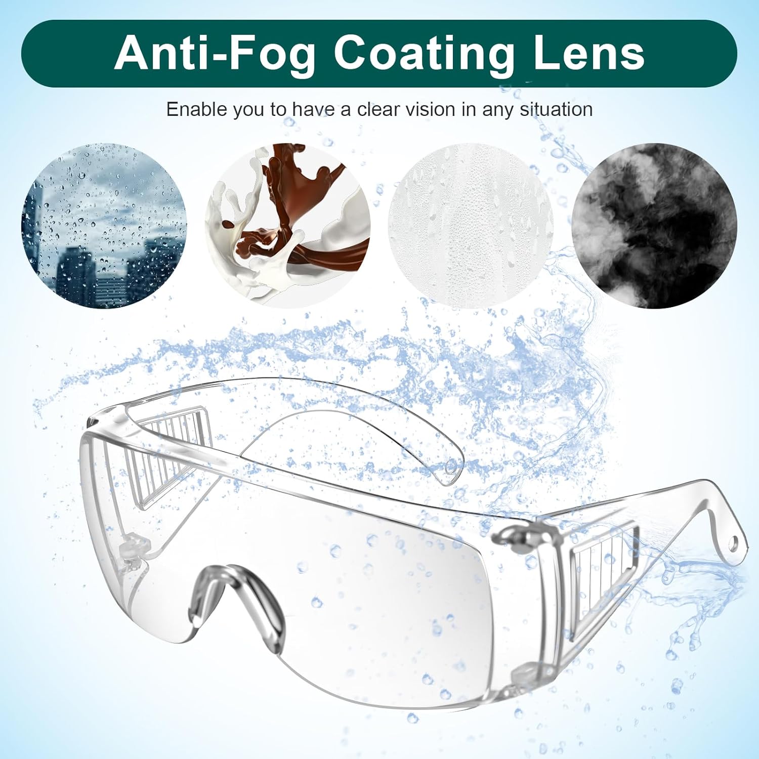 20Pcs Bulk Clear Safety Glasses, Over Eyeglasses, Lightweight Protective Eyewear, Safety Goggles Eye Protection, Certified Wrap-Around Eye Protection for Lab, Construction, Nurses, - Image 3