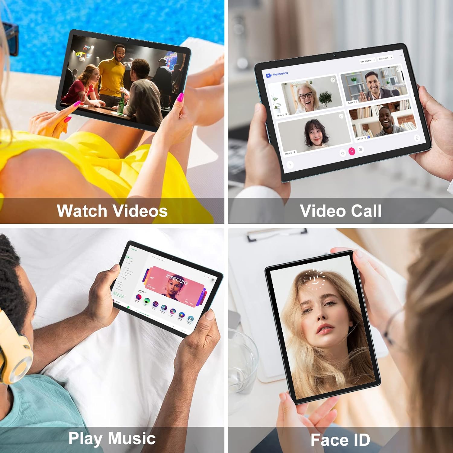 OSCAL Pad10 Usage Scenarios: Watch Videos, Video Call, Play Music, Face ID