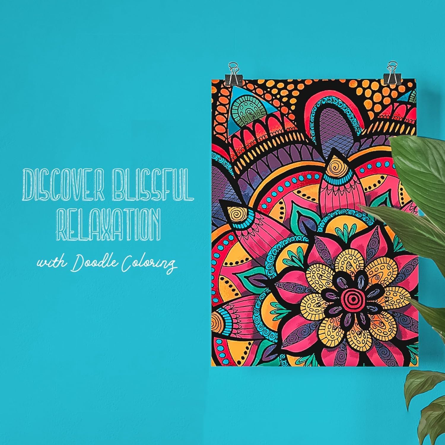 Calming Doodles Adult Coloring Book With Traveling Mandalas Adult Coloring Book, Designs Printed on Artist Quality Paper, Hardback Covers, Spiral Binding, Perforated Pages, Bonus Blotter