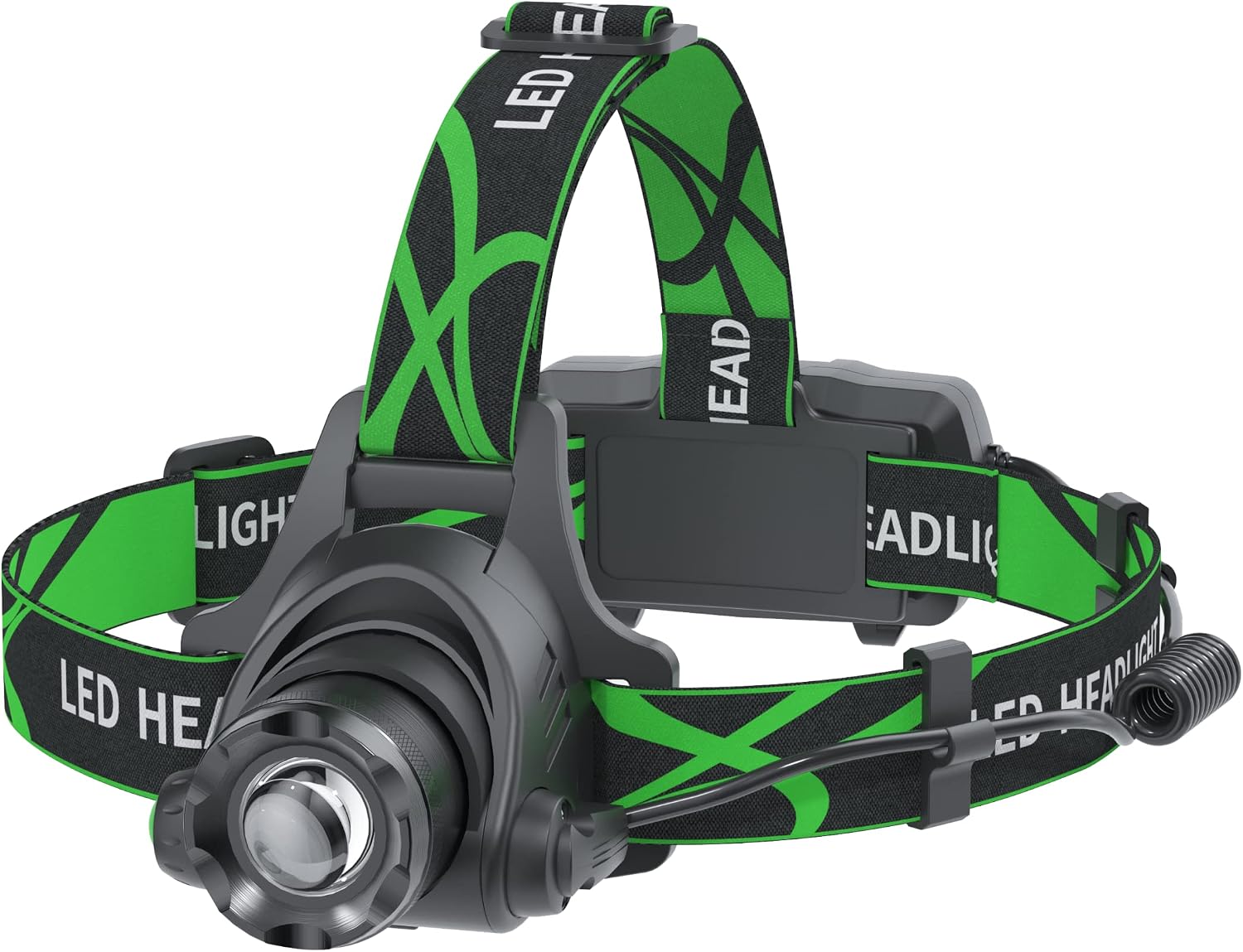 LED Rechargeable Headlamp, 800 Lumens Super Bright Head Lamp with T6 Lamp Bead & Long Endurance Rechargeable Battery, Zoom & IPX45 Head Lamps with 3 Modes for Fishing, Camping,and Repairing(Green)
