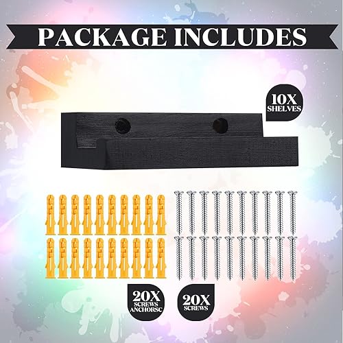 Miniatura 4 de Weysat 10 estantes de vinilo para montaje en pared estantes de discos de vinilo de madera soporte para discos de vinilo soporte para discos de