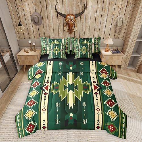 Southwestern Aztec 7 Pieces Bedding Set Full Size,Ethnic Mexican Bohemian Bed in