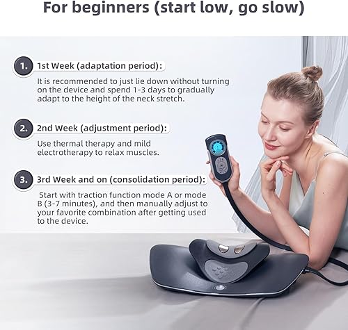 Vista 4 de Twinklepoch Estirador de cuello para ejercicio dinámico cervical, con 3 modos de compresa caliente relajante, 104 a 122℉ (40 a 122.0 °F)