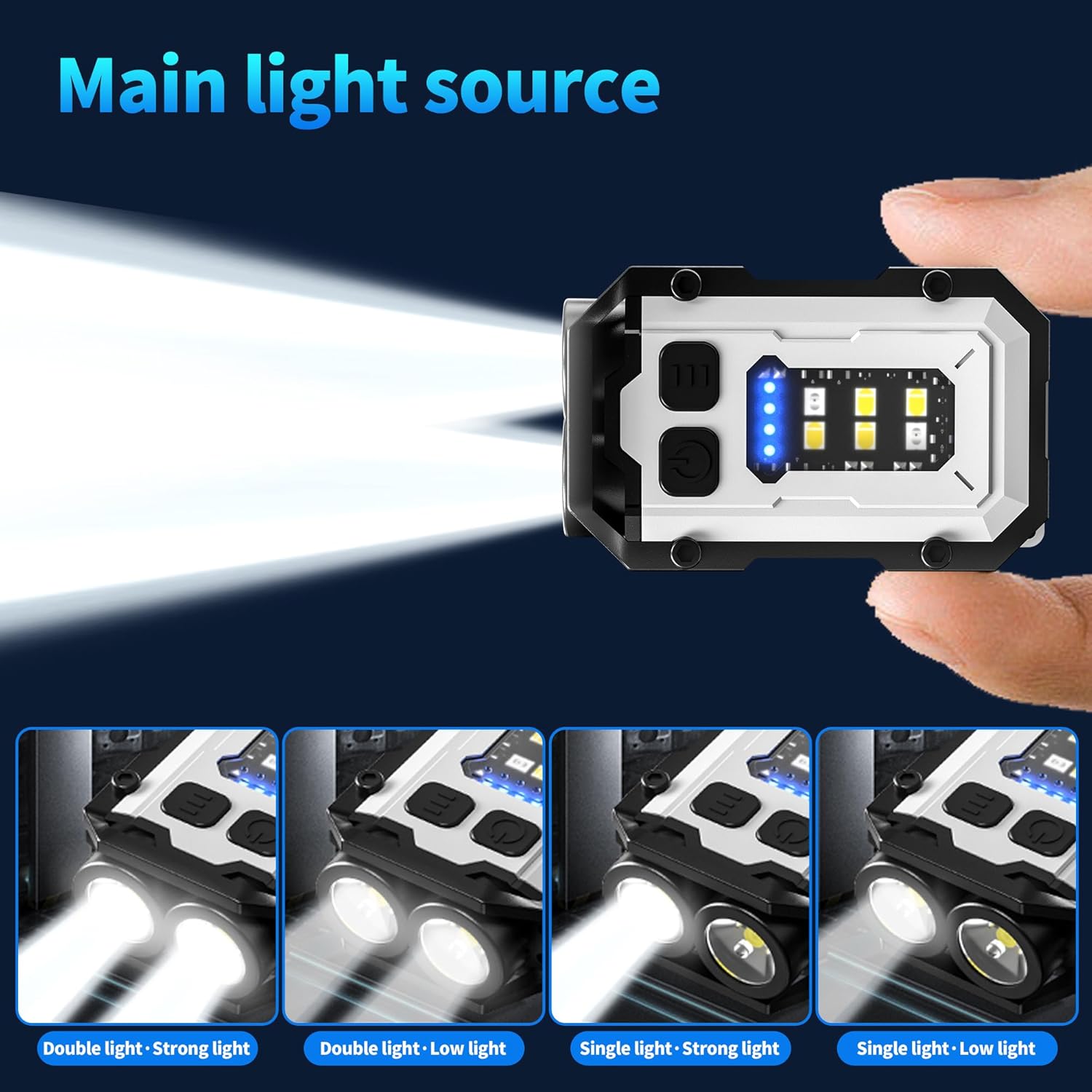 2 Pack Mini Keychain Flashlight with Clip, LED Magnetic EDC Key Chain Light for Mechanics with COB Sidelight, USB C Rechargeable Small Multi-Use Waterproof Light for Work Car Repair